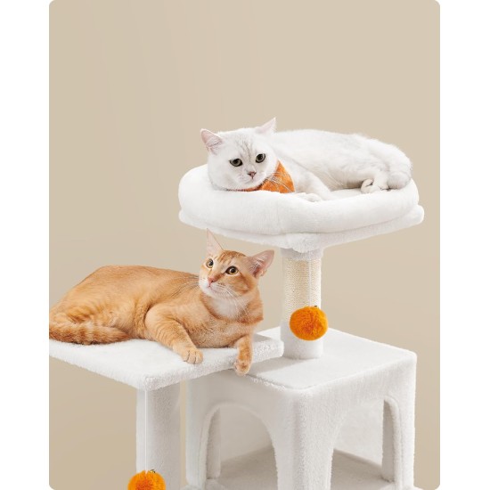 Feandrea Cat Scratching Post, 112cm High, Multi Level Cat Tree with 4 Scratching Posts, 2 Platforms, Hammock, Cave, Smoke Grey, PCT261G01 Feandrea Cat Scratching Post, 112cm High, Multi Level Cat Tree with 4 Scratching Posts, 2 Platforms, Hammock, Cave, Smoke Grey, PCT261G01