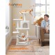 Feandrea Cat Scratching Post, 112cm High, Multi Level Cat Tree with 4 Scratching Posts, 2 Platforms, Hammock, Cave, Smoke Grey, PCT261G01 Feandrea Cat Scratching Post, 112cm High, Multi Level Cat Tree with 4 Scratching Posts, 2 Platforms, Hammock, Cave, Smoke Grey, PCT261G01