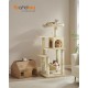 Feandrea Cat Scratching Post, 112cm High, Multi Level Cat Tree with 4 Scratching Posts, 2 Platforms, Hammock, Cave, Smoke Grey, PCT261G01 Feandrea Cat Scratching Post, 112cm High, Multi Level Cat Tree with 4 Scratching Posts, 2 Platforms, Hammock, Cave, Smoke Grey, PCT261G01