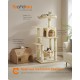 Feandrea Cat Scratching Post, 112cm High, Multi Level Cat Tree with 4 Scratching Posts, 2 Platforms, Hammock, Cave, Smoke Grey, PCT261G01 Feandrea Cat Scratching Post, 112cm High, Multi Level Cat Tree with 4 Scratching Posts, 2 Platforms, Hammock, Cave, Smoke Grey, PCT261G01
