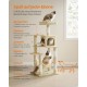 Feandrea Cat Scratching Post, 112cm High, Multi Level Cat Tree with 4 Scratching Posts, 2 Platforms, Hammock, Cave, Smoke Grey, PCT261G01 Feandrea Cat Scratching Post, 112cm High, Multi Level Cat Tree with 4 Scratching Posts, 2 Platforms, Hammock, Cave, Smoke Grey, PCT261G01