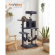 Feandrea Cat Scratching Post, 112cm High, Multi Level Cat Tree with 4 Scratching Posts, 2 Platforms, Hammock, Cave, Smoke Grey, PCT261G01 Feandrea Cat Scratching Post, 112cm High, Multi Level Cat Tree with 4 Scratching Posts, 2 Platforms, Hammock, Cave, Smoke Grey, PCT261G01