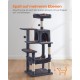 Feandrea Cat Scratching Post, 112cm High, Multi Level Cat Tree with 4 Scratching Posts, 2 Platforms, Hammock, Cave, Smoke Grey, PCT261G01 Feandrea Cat Scratching Post, 112cm High, Multi Level Cat Tree with 4 Scratching Posts, 2 Platforms, Hammock, Cave, Smoke Grey, PCT261G01