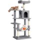 Feandrea Cat Scratching Post, 112cm High, Multi Level Cat Tree with 4 Scratching Posts, 2 Platforms, Hammock, Cave, Smoke Grey, PCT261G01 Feandrea Cat Scratching Post, 112cm High, Multi Level Cat Tree with 4 Scratching Posts, 2 Platforms, Hammock, Cave, Smoke Grey, PCT261G01