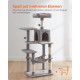 Feandrea Cat Scratching Post, 112cm High, Multi Level Cat Tree with 4 Scratching Posts, 2 Platforms, Hammock, Cave, Smoke Grey, PCT261G01 Feandrea Cat Scratching Post, 112cm High, Multi Level Cat Tree with 4 Scratching Posts, 2 Platforms, Hammock, Cave, Smoke Grey, PCT261G01