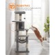 Feandrea Cat Scratching Post, 112cm High, Multi Level Cat Tree with 4 Scratching Posts, 2 Platforms, Hammock, Cave, Smoke Grey, PCT261G01 Feandrea Cat Scratching Post, 112cm High, Multi Level Cat Tree with 4 Scratching Posts, 2 Platforms, Hammock, Cave, Smoke Grey, PCT261G01