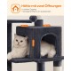 Feandrea Cat Scratching Post, 112cm High, Multi Level Cat Tree with 4 Scratching Posts, 2 Platforms, Hammock, Cave, Smoke Grey, PCT261G01 Feandrea Cat Scratching Post, 112cm High, Multi Level Cat Tree with 4 Scratching Posts, 2 Platforms, Hammock, Cave, Smoke Grey, PCT261G01