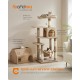 Feandrea Cat Scratching Post, 112cm High, Multi Level Cat Tree with 4 Scratching Posts, 2 Platforms, Hammock, Cave, Smoke Grey, PCT261G01 Feandrea Cat Scratching Post, 112cm High, Multi Level Cat Tree with 4 Scratching Posts, 2 Platforms, Hammock, Cave, Smoke Grey, PCT261G01