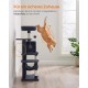 Feandrea Cat Scratching Post, 112cm High, Multi Level Cat Tree with 4 Scratching Posts, 2 Platforms, Hammock, Cave, Smoke Grey, PCT261G01 Feandrea Cat Scratching Post, 112cm High, Multi Level Cat Tree with 4 Scratching Posts, 2 Platforms, Hammock, Cave, Smoke Grey, PCT261G01