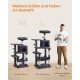 Feandrea Cat Scratching Post, 112cm High, Multi Level Cat Tree with 4 Scratching Posts, 2 Platforms, Hammock, Cave, Smoke Grey, PCT261G01 Feandrea Cat Scratching Post, 112cm High, Multi Level Cat Tree with 4 Scratching Posts, 2 Platforms, Hammock, Cave, Smoke Grey, PCT261G01