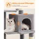 Feandrea Cat Scratching Post, 112cm High, Multi Level Cat Tree with 4 Scratching Posts, 2 Platforms, Hammock, Cave, Smoke Grey, PCT261G01 Feandrea Cat Scratching Post, 112cm High, Multi Level Cat Tree with 4 Scratching Posts, 2 Platforms, Hammock, Cave, Smoke Grey, PCT261G01