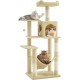 Feandrea Cat Scratching Post 143 cm High Multi-Tier Cat Tree with 4 Scratching Posts 2 Platforms Hammock Cave Cream White PCT161T01 Feandrea Cat Scratching Post 143 cm High Multi-Tier Cat Tree with 4 Scratching Posts 2 Platforms Hammock Cave Cream White PCT161T01