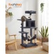 Feandrea Cat Scratching Post 143 cm High Multi-Tier Cat Tree with 4 Scratching Posts 2 Platforms Hammock Cave Cream White PCT161T01 Feandrea Cat Scratching Post 143 cm High Multi-Tier Cat Tree with 4 Scratching Posts 2 Platforms Hammock Cave Cream White PCT161T01