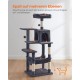 Feandrea Cat Scratching Post 143 cm High Multi-Tier Cat Tree with 4 Scratching Posts 2 Platforms Hammock Cave Cream White PCT161T01 Feandrea Cat Scratching Post 143 cm High Multi-Tier Cat Tree with 4 Scratching Posts 2 Platforms Hammock Cave Cream White PCT161T01