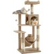 Feandrea Cat Scratching Post 143 cm High Multi-Tier Cat Tree with 4 Scratching Posts 2 Platforms Hammock Cave Cream White PCT161T01 Feandrea Cat Scratching Post 143 cm High Multi-Tier Cat Tree with 4 Scratching Posts 2 Platforms Hammock Cave Cream White PCT161T01