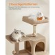 Feandrea Cat Scratching Post 143 cm High Multi-Tier Cat Tree with 4 Scratching Posts 2 Platforms Hammock Cave Cream White PCT161T01 Feandrea Cat Scratching Post 143 cm High Multi-Tier Cat Tree with 4 Scratching Posts 2 Platforms Hammock Cave Cream White PCT161T01