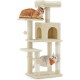 Feandrea Cat Scratching Post 143 cm High Multi-Tier Cat Tree with 4 Scratching Posts 2 Platforms Hammock Cave Cream White PCT161T01 Feandrea Cat Scratching Post 143 cm High Multi-Tier Cat Tree with 4 Scratching Posts 2 Platforms Hammock Cave Cream White PCT161T01