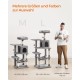 Feandrea Cat Scratching Post 143 cm High Multi-Tier Cat Tree with 4 Scratching Posts 2 Platforms Hammock Cave Cream White PCT161T01 Feandrea Cat Scratching Post 143 cm High Multi-Tier Cat Tree with 4 Scratching Posts 2 Platforms Hammock Cave Cream White PCT161T01
