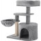 Feandrea Cat Tree, Small Cat Tower, Cat Houses, Kitten Play Centre with Scratching Post, Basket, Cave, Light Grey UPCT59W