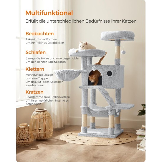 Feandrea Large Cat Scratching Post with Soft Cover for Large Cats Ombre Brown White PCT162M01 Feandrea Large Cat Scratching Post with Soft Cover for Large Cats Ombre Brown White PCT162M01