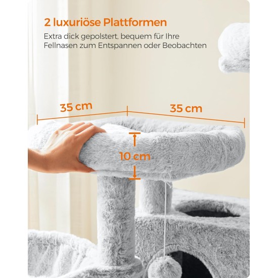 Feandrea Large Cat Scratching Post with Soft Cover for Large Cats Ombre Brown White PCT162M01 Feandrea Large Cat Scratching Post with Soft Cover for Large Cats Ombre Brown White PCT162M01