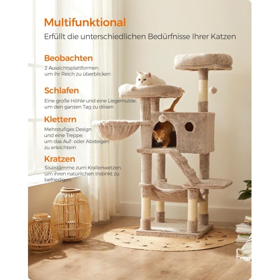 Feandrea Large Cat Scratching Post with Soft Cover for Large Cats Ombre Brown White PCT162M01 Feandrea Large Cat Scratching Post with Soft Cover for Large Cats Ombre Brown White PCT162M01