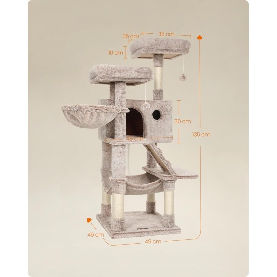 Feandrea Large Cat Scratching Post with Soft Cover for Large Cats Ombre Brown White PCT162M01 Feandrea Large Cat Scratching Post with Soft Cover for Large Cats Ombre Brown White PCT162M01