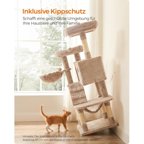 Feandrea Large Cat Scratching Post with Soft Cover for Large Cats Ombre Brown White PCT162M01 Feandrea Large Cat Scratching Post with Soft Cover for Large Cats Ombre Brown White PCT162M01