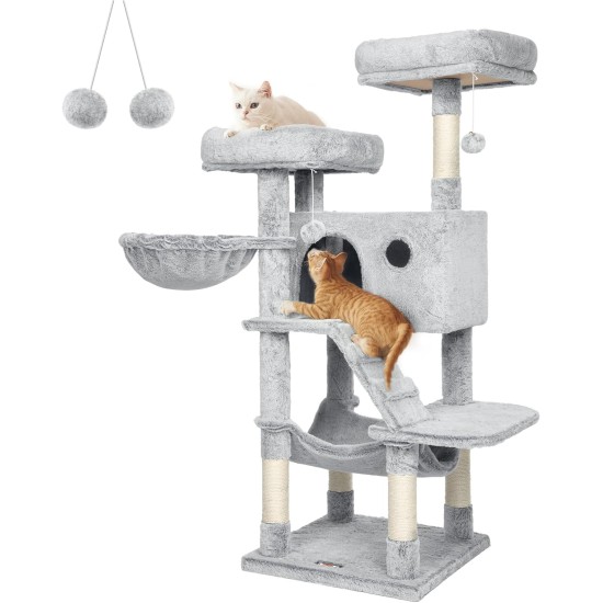 Feandrea Large Cat Scratching Post with Soft Cover for Large Cats Ombre Brown White PCT162M01 Feandrea Large Cat Scratching Post with Soft Cover for Large Cats Ombre Brown White PCT162M01