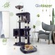 Globlazer Large Cat Scratching Post for Large Cats, 183 cm High with 2 Cat House, Padded Platform, Perches, Basket, Dog Bed, Cat Tower, Stable for Maine Coon BKH Cats (S72, Dark Grey) Globlazer Large Cat Scratching Post for Large Cats, 183 cm High with 2 Cat House, Padded Platform, Perches, Basket, Dog Bed, Cat Tower, Stable for Maine Coon BKH Cats (S72, Dark Grey)