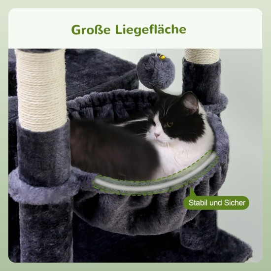 Globlazer XXL Cat Scratching Post, Large, 183 cm High with 2 Cat Houses, Padded Platform, Perches, Basket, Dog Bed, Plush Ball, Multi-Tier Cat Tower for Large Cats (S72, Dark Grey) Globlazer XXL Cat Scratching Post, Large, 183 cm High with 2 Cat Houses, Padded Platform, Perches, Basket, Dog Bed, Plush Ball, Multi-Tier Cat Tower for Large Cats (S72, Dark Grey)