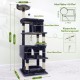 Globlazer XXL Cat Scratching Post, Large, 183 cm High with 2 Cat Houses, Padded Platform, Perches, Basket, Dog Bed, Plush Ball, Multi-Tier Cat Tower for Large Cats (S72, Dark Grey)