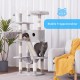 Hey-Brother MPJ019-SW Cat Scratching Post, 135 cm Indoor Cat Tree with Padded Platform Bed, Toy Ball, Caves, Hammock and Sisal Cat House, Light Grey