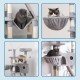 Hey-Brother MPJ019-SW Cat Scratching Post, 135 cm Indoor Cat Tree with Padded Platform Bed, Toy Ball, Caves, Hammock and Sisal Cat House, Light Grey