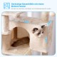 Hey-Brother MPJ019-SW Cat Scratching Post, 135 cm Indoor Cat Tree with Padded Platform Bed, Toy Ball, Caves, Hammock and Sisal Cat House, Light Grey