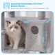 Hey-Brother MPJ019-SW Cat Scratching Post, 135 cm Indoor Cat Tree with Padded Platform Bed, Toy Ball, Caves, Hammock and Sisal Cat House, Light Grey