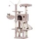 Hey-Brother MPJ019-SW Cat Scratching Post, 135 cm Indoor Cat Tree with Padded Platform Bed, Toy Ball, Caves, Hammock and Sisal Cat House, Light Grey
