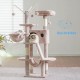 Hey-Brother MPJ019-SW Cat Scratching Post, 135 cm Indoor Cat Tree with Padded Platform Bed, Toy Ball, Caves, Hammock and Sisal Cat House, Light Grey