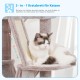 Hey-Brother MPJ019-SW Cat Scratching Post, 135 cm Indoor Cat Tree with Padded Platform Bed, Toy Ball, Caves, Hammock and Sisal Cat House, Light Grey