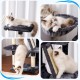 Hey-Brother MPJ019-SW Cat Scratching Post, 135 cm Indoor Cat Tree with Padded Platform Bed, Toy Ball, Caves, Hammock and Sisal Cat House, Light Grey