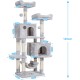 Hey-brother EMPJ020-SW Cat Scratching Post for Large Cats Stable with Sisal Rope, 2 Large Houses and 2 Platforms, Light Grey