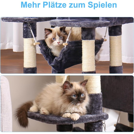 Hey-brother EMPJ020-SW Cat Scratching Post for Large Cats Stable with Sisal Rope, 2 Large Houses and 2 Platforms, Light Grey Hey-brother EMPJ020-SW Cat Scratching Post for Large Cats Stable with Sisal Rope, 2 Large Houses and 2 Platforms, Light Grey