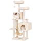 Hey-brother EMPJ020-SW Cat Scratching Post for Large Cats Stable with Sisal Rope, 2 Large Houses and 2 Platforms, Light Grey