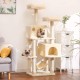 Hey-brother EMPJ020-SW Cat Scratching Post for Large Cats Stable with Sisal Rope, 2 Large Houses and 2 Platforms, Light Grey