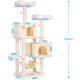 Hey-brother EMPJ020-SW Cat Scratching Post for Large Cats Stable with Sisal Rope, 2 Large Houses and 2 Platforms, Light Grey