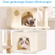 Hey-brother EMPJ020-SW Cat Scratching Post for Large Cats Stable with Sisal Rope, 2 Large Houses and 2 Platforms, Light Grey
