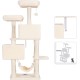 Hey-brother EMPJ020-SW Cat Scratching Post for Large Cats Stable with Sisal Rope, 2 Large Houses and 2 Platforms, Light Grey