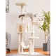 Hey-brother EMPJ050W 154 cm Stable Cat Scratching Post with Sisal Rope, Hammock, Basket, House and Platform, Light Grey Hey-brother EMPJ050W 154 cm Stable Cat Scratching Post with Sisal Rope, Hammock, Basket, House and Platform, Light Grey