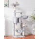 Hey-brother EMPJ050W 154 cm Stable Cat Scratching Post with Sisal Rope, Hammock, Basket, House and Platform, Light Grey Hey-brother EMPJ050W 154 cm Stable Cat Scratching Post with Sisal Rope, Hammock, Basket, House and Platform, Light Grey
