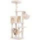 Hey-brother EMPJ050W 154 cm Stable Cat Scratching Post with Sisal Rope, Hammock, Basket, House and Platform, Light Grey Hey-brother EMPJ050W 154 cm Stable Cat Scratching Post with Sisal Rope, Hammock, Basket, House and Platform, Light Grey